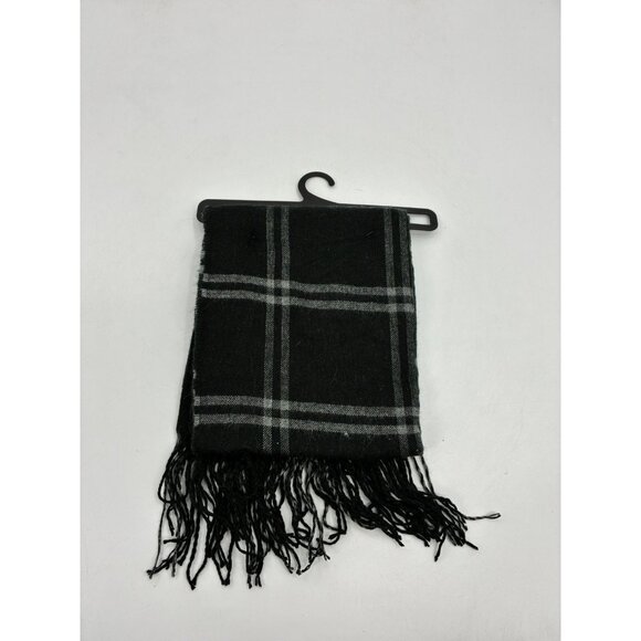 Goodfellow & Co Mens Black Gray Plaid One Size Acrylic Scarf - Picture 3 of 4